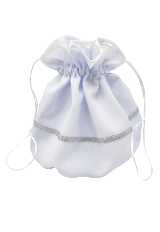 Torebka-woreczek komunijny Karolina srebrny