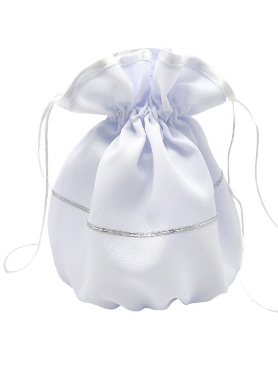 Torebka-woreczek komunijny Patrycja srebrny