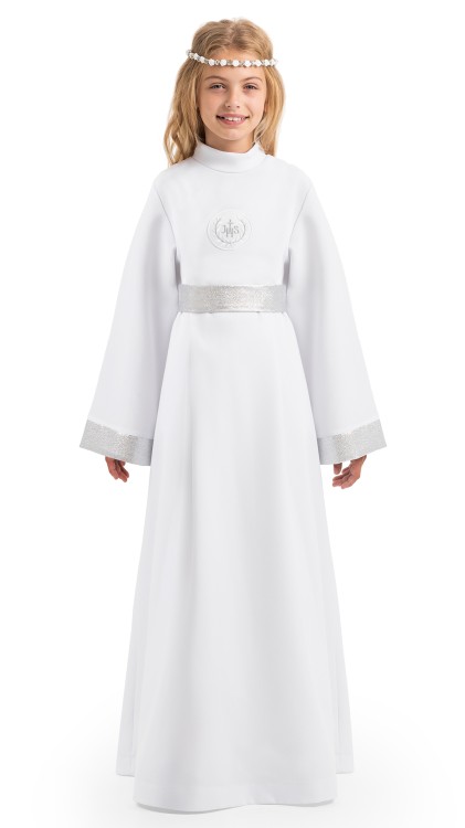 Alba komunijna dla dziewczynki Emilia srebrna