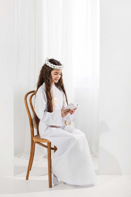 Alba komunijna dla dziewczynki Emilia biała 2