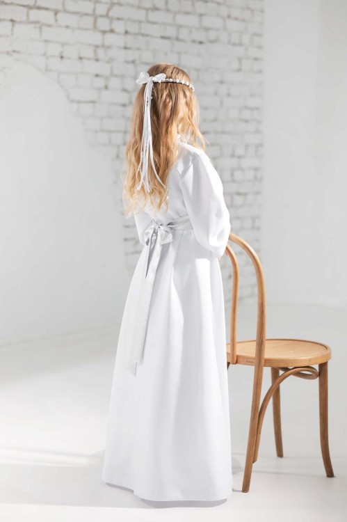 Alba komunijna dla dziewczynki Emilia srebrna tył