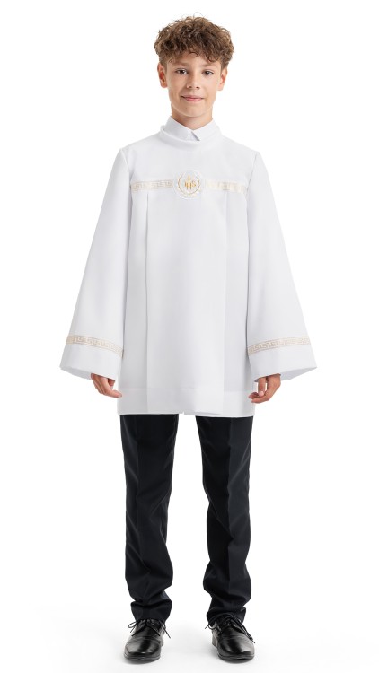 Alba komunijna o krótkim kroju dla chłopca Jan