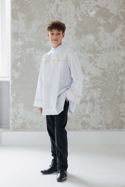 Alba komunijna o krótkim kroju dla chłopca Jan 2