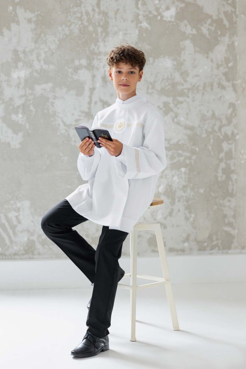 Alba komunijna o krótkim kroju dla chłopca Jan 3