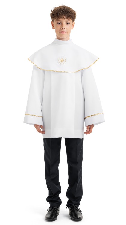 Alba komunijna o krótkim kroju dla chłopca Antoś