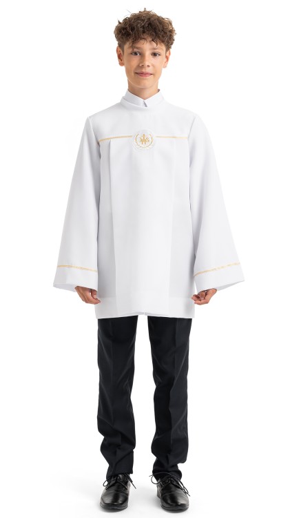 Alba komunijna o krótkim kroju dla chłopca Stefan